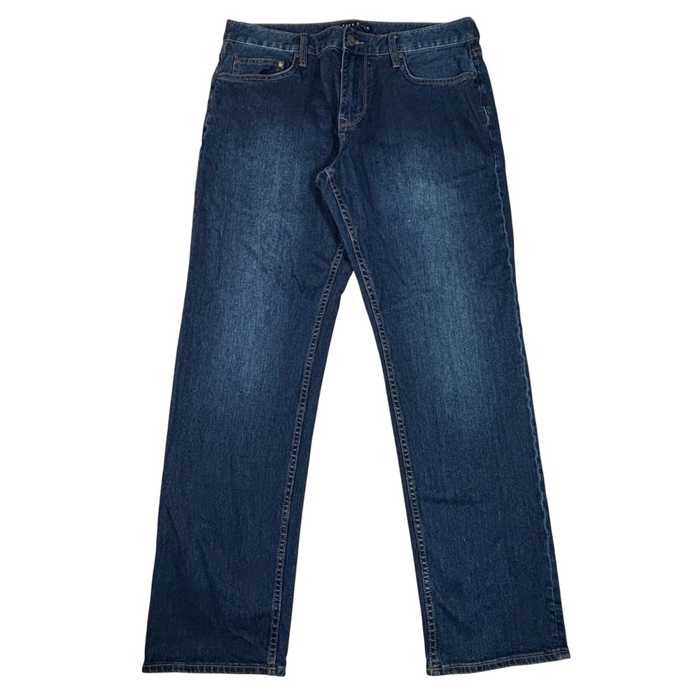 Five Four Mens Straight Leg Jeans Dark Wash Blue Stretch Denim Size 33x31